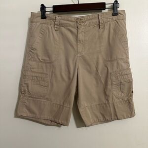 Calvin Klein Jeans Khaki Tan Cotton Shorts with Cuffs, Size 8
